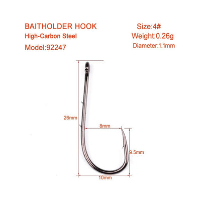 50pcs/Lot Carbon Steel Fishing Hooks 1#-6# Baitholder Black Color Jig Head Crank Barbed Hook for Soft Worm Bass Carp Fishing