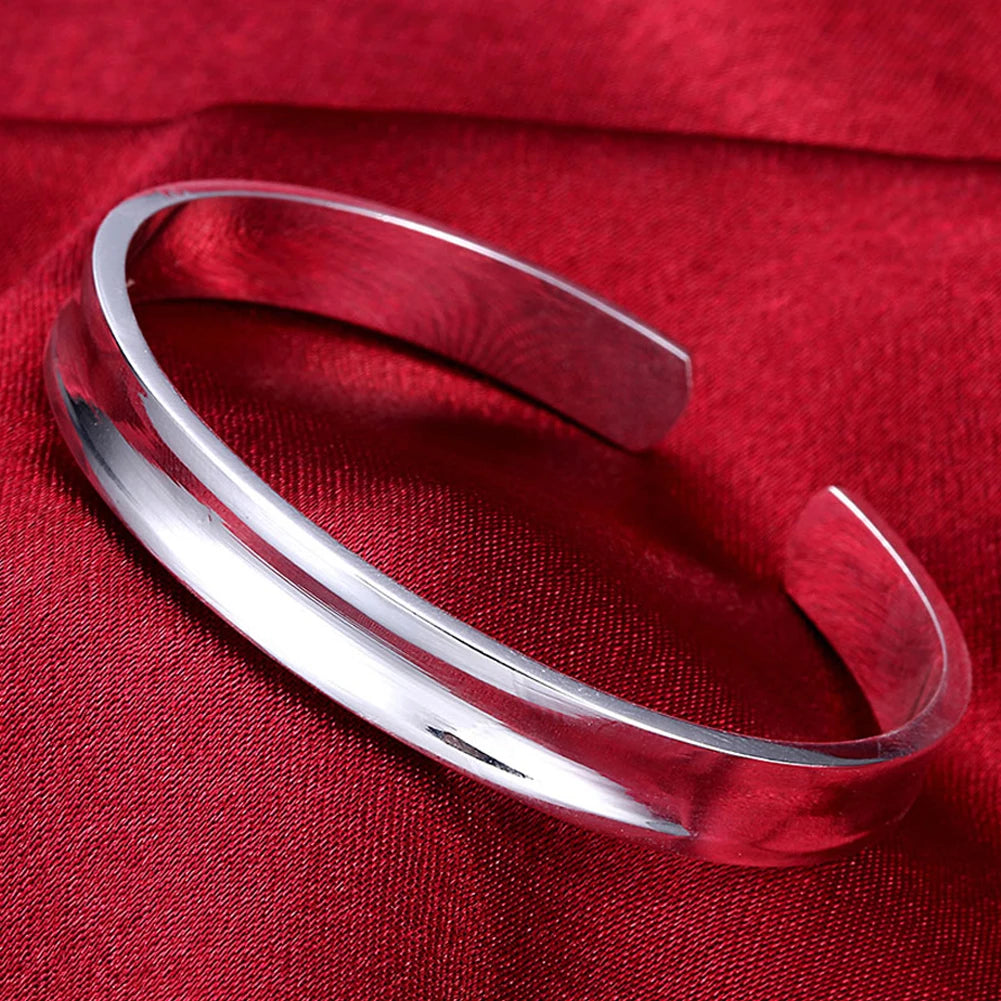 Andara 925 Sterling Silver Round Heart Open Bracelet for Women Jewelry Cuff Bangles