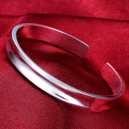 Andara 925 Sterling Silver Round Heart Open Bracelet for Women Jewelry Cuff Bangles