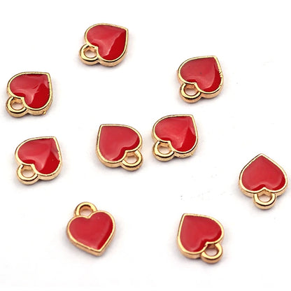 50pcs 8mm Zinc Alloy Enamel Charms Mini Sweet Heart Charms for DIY Necklaces Bracelets Jewelry Accessories