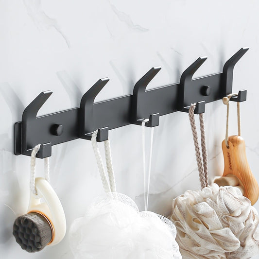 Modern Hanging Hooks for Wall Aluminium Black Towel Holder Bathroom Door Clothe