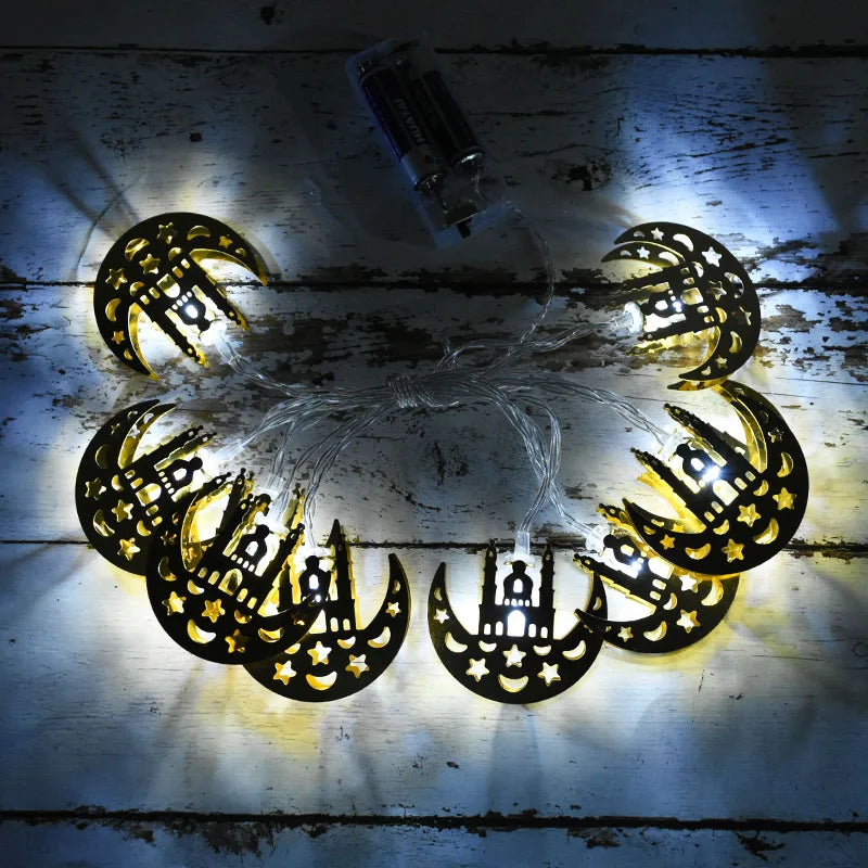 Ramadan Decoration Plastic Lantern Led String Lights Ramadan Kareem Decor Eid Mubarak Al-Fitr Eid Festival Party Supplies