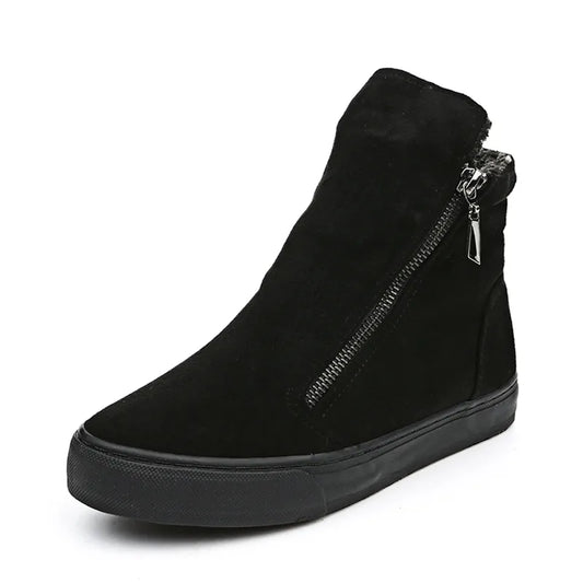 2023 Winter Snow Boots Women Winter Shoes Zip Warm Plush Cold Winter Flat Cotton Shoes Ladies Brand Ankle Botas Black