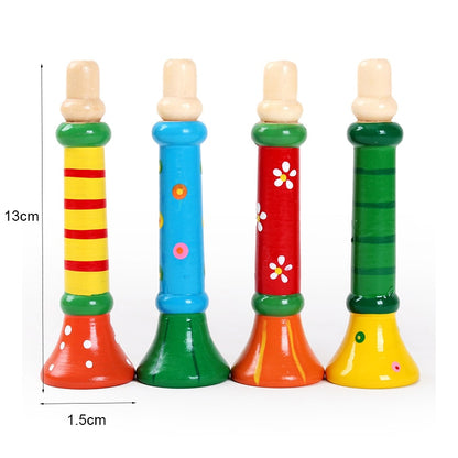 Baby Wood Musical Instrument Toys Small Speaker Wooden Vertical Whistle Small Speakers Trumpet Toy Random Color Children Kids