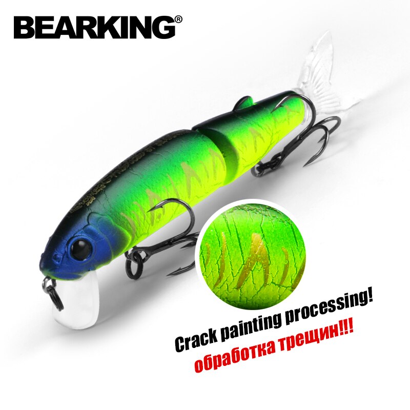 Bearking 11.3cm 13.7g  Hot Fishing Lure Minnow Quality Professional Bait Swim Bait Jointed Bait Equipped Black or White Hook
