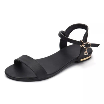 MORAZORA Plus Size 34-46 New Leather Sandals Women Shoes Fashion Flat Sandals Cow Leather Summer Rhinestone Ladies Shoes