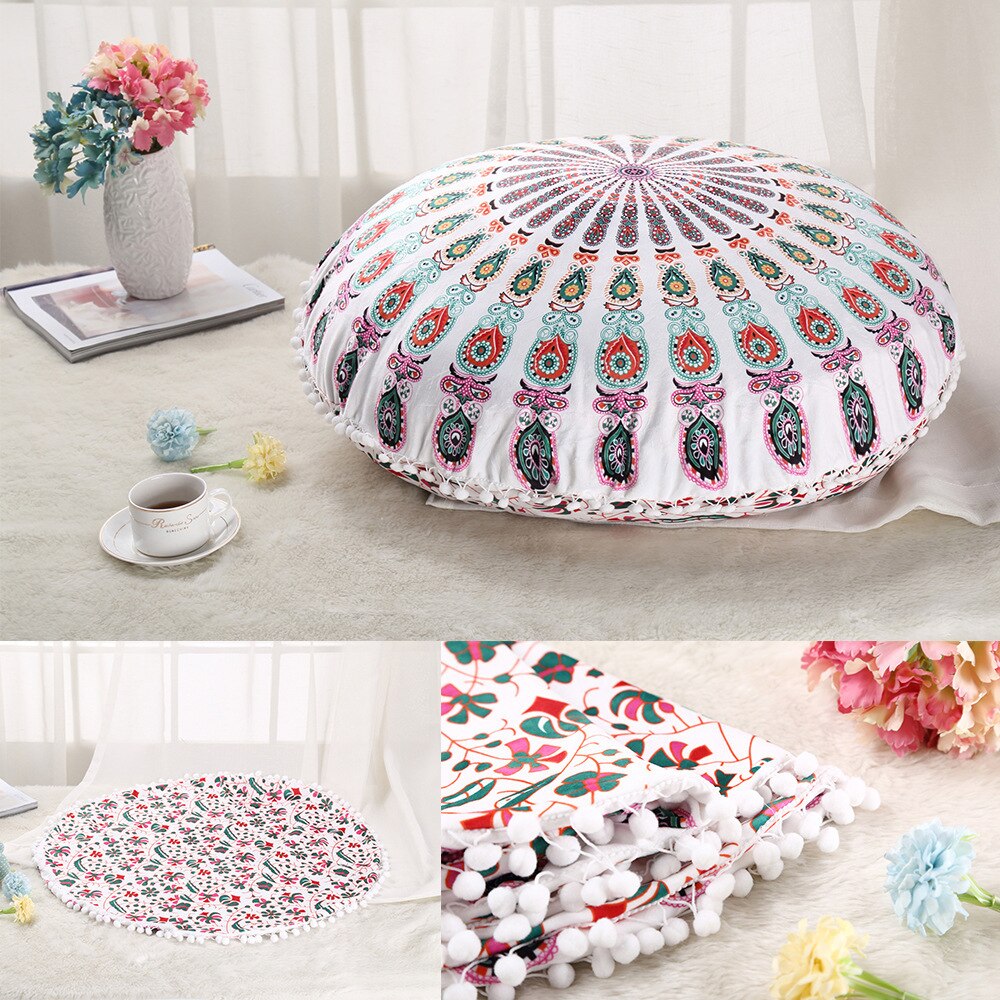Colorful Mandala Floor Pillows Ottoman Round Bohemian Meditation Cushion Pillow Pouf48