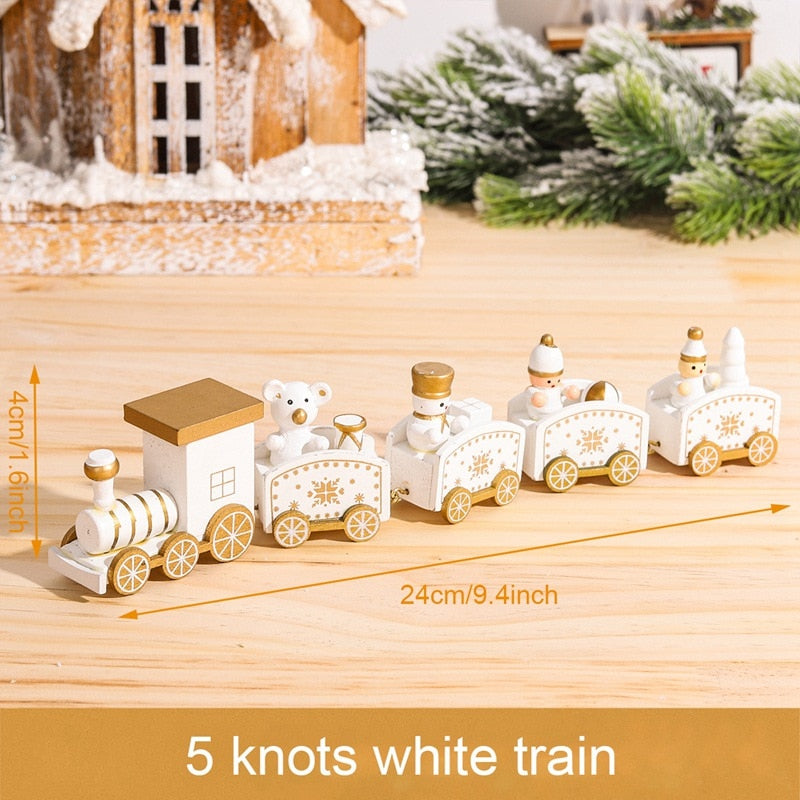 Christmas Wooden Train Merry Christmas Decoration for Home 2023 Christmas Ornaments Navidad Xmas New Year 2024