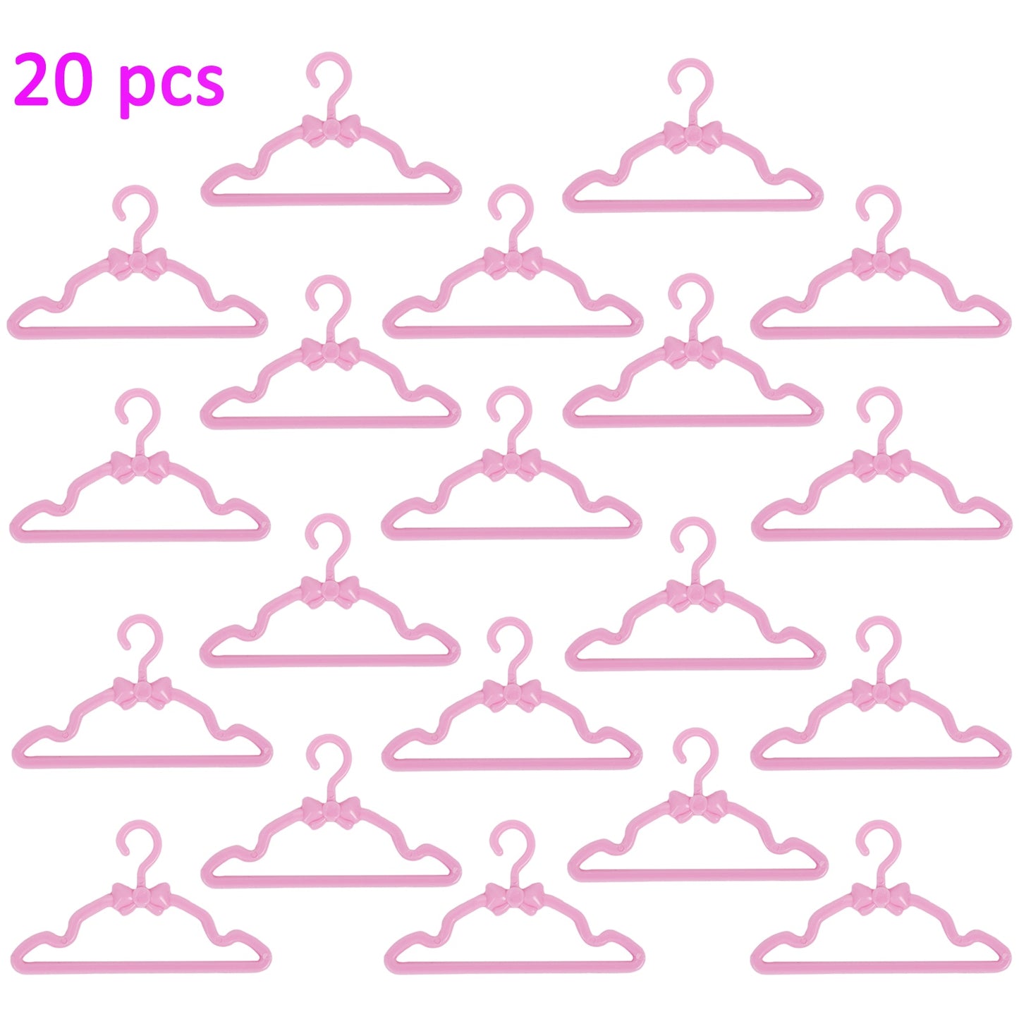 20 Pcs/Lot Cute Mini Hangers Holders Dress Clothes Wardrobe Accessories for Barbie Doll Dollhouse Furniture Pink Purple Red