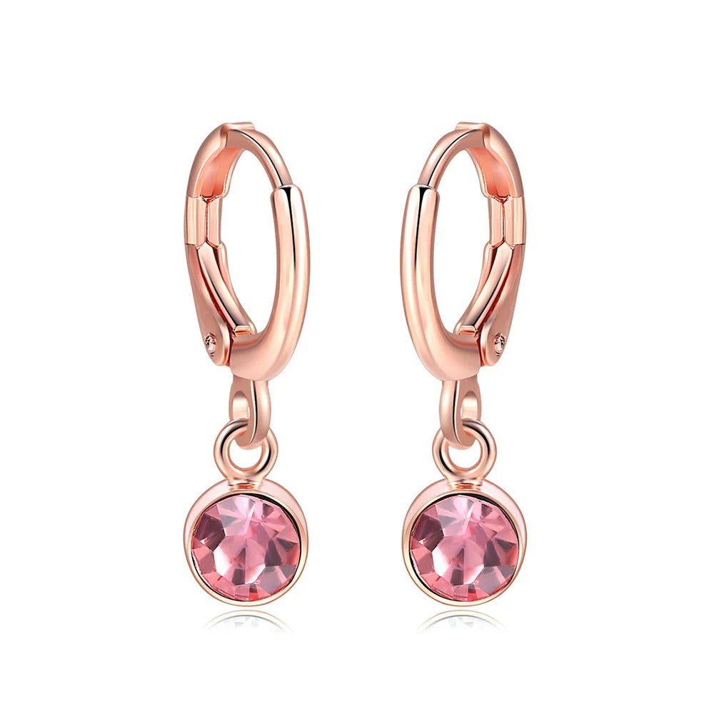 ZHOUYANG Stud Earrings for Women Classic Six Claw Clear AAA+Cubic Zirconia Rose Gold Color Fashion Jewelry for Girls KAE094