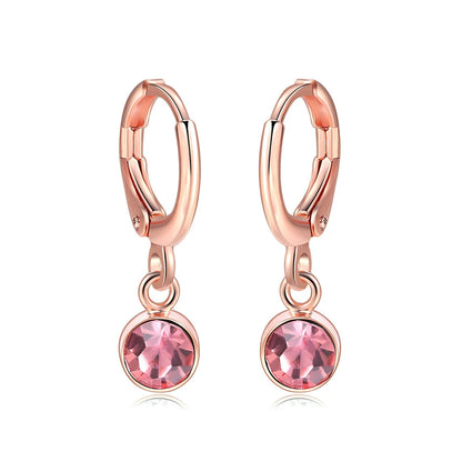 ZHOUYANG Stud Earrings for Women Classic Six Claw Clear AAA+Cubic Zirconia Rose Gold Color Fashion Jewelry for Girls KAE094