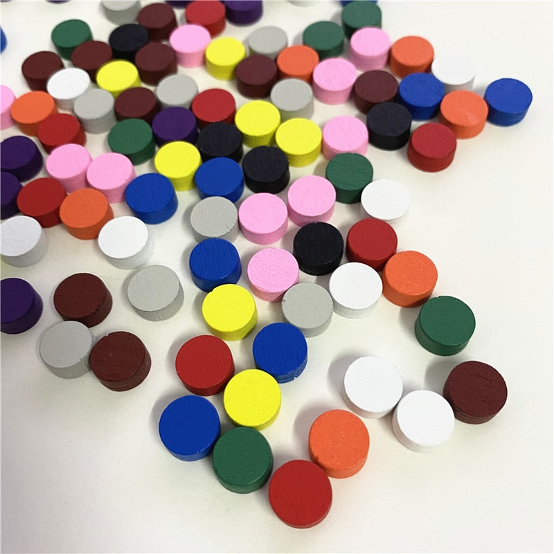 100Pcs Diameter 10*5MM Pawn Wooden Game Pieces Colorful Pawn/Chess for Board Game/Educational Games Accessories