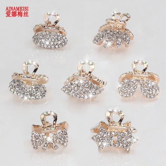 AINAMEISI New 7 Style Metal Crab Claw Clip for Women Girls Charm Barrette Full Rhinestone Wedding Hair Accessories Jewelry
