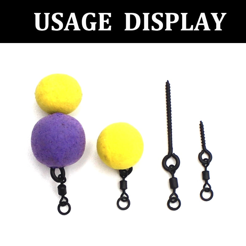 10PCS Boilie Screw With Mirco Ring Swivel for Ronnie Rig D-Rig Chod Rig Terminal Tackle Bait Holder Screw Carp Fishing Accessory
