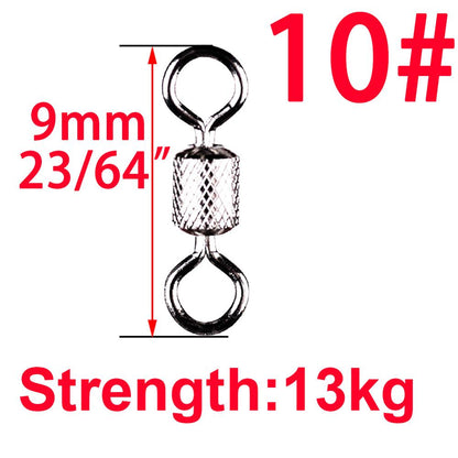 50pcs/Box Stainless Steel Fishing Connector Barrel Swivel Rolling Ball Sinker Tool Tackle Goods for Fly Fishing Hook Lure