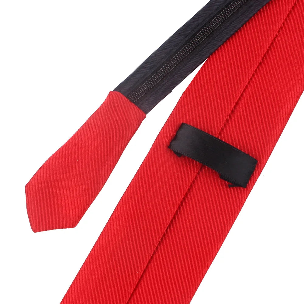 Zipper Necktie for Men Women Tie for Boys Girls Suits 6cm SolidTies Slim Girls Neck Tiie Gravatas Rubber Pre-Tied Tie