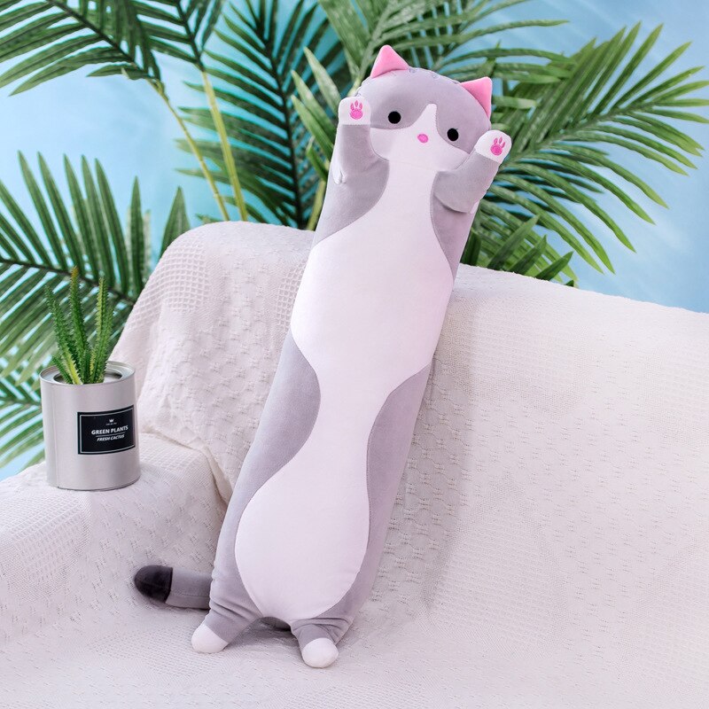Big Animal Cat Plush Toys Cute Creative Long Soft Toys Office Lunch Break Nap Sleeping Pillow Cushion Stuffed Doll for Kids
