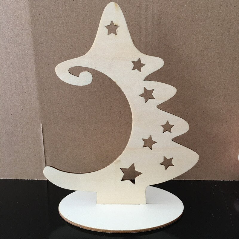 Wood Slices With Stand Natural Unfinished Christmas Wooden Tree Star Crafts for