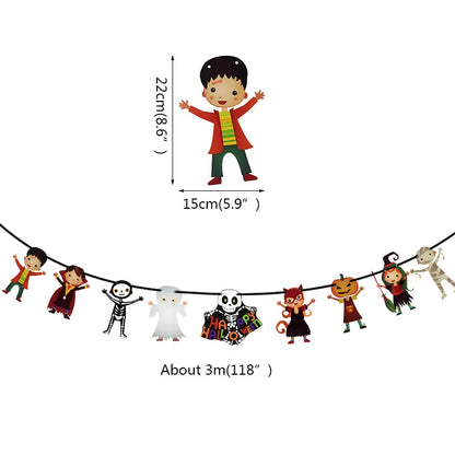 2023 Year Happy Halloween Banner Garland for Halloween Home Hanging Ornament Decorations Kids Child Favors Creative