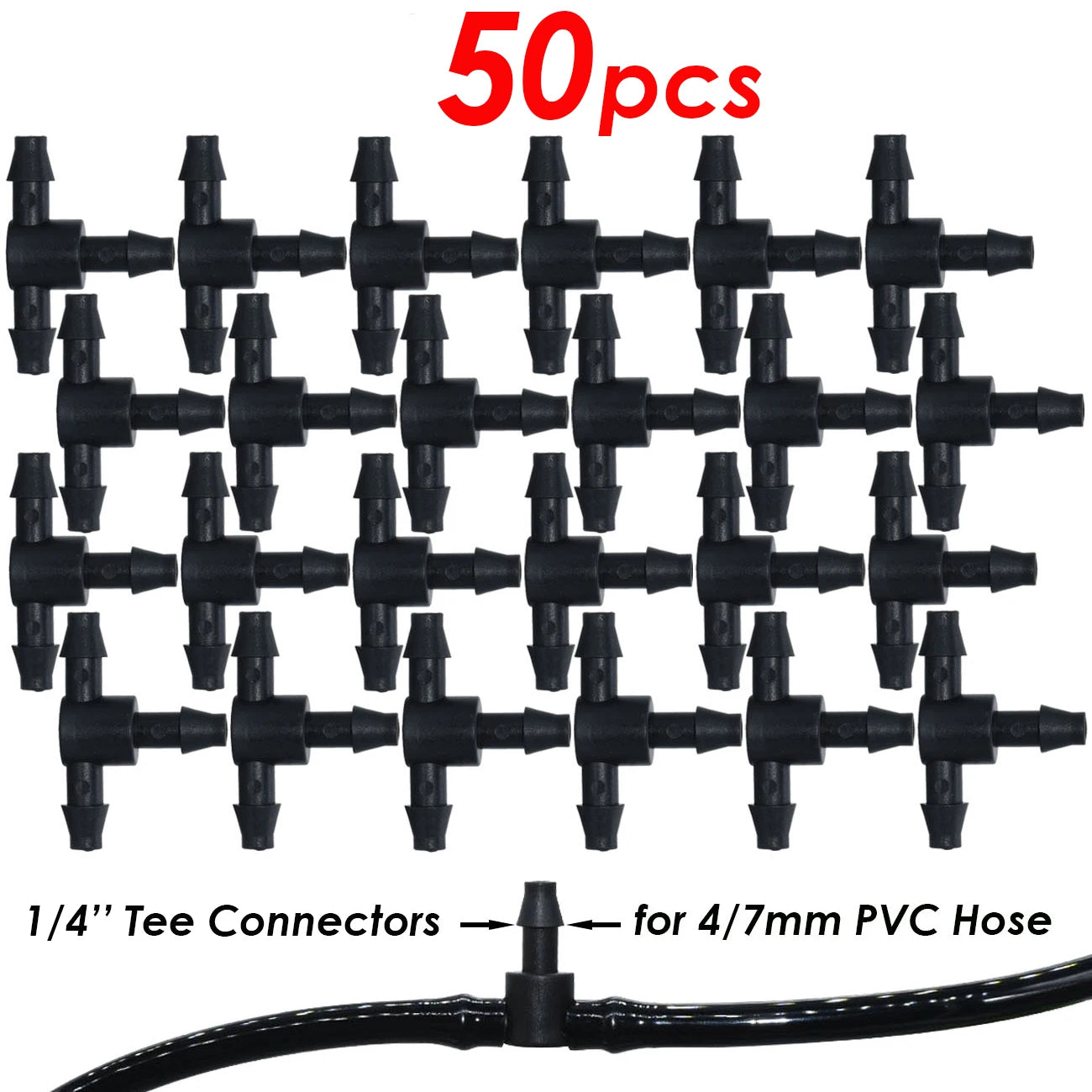 50-200pcs Durable 1/4'' C-Type Hook Fixed Stem Support Holder Stakes for 4/7mm Hose Flowerpot Drip Irrigation Fitting Greenhouse
