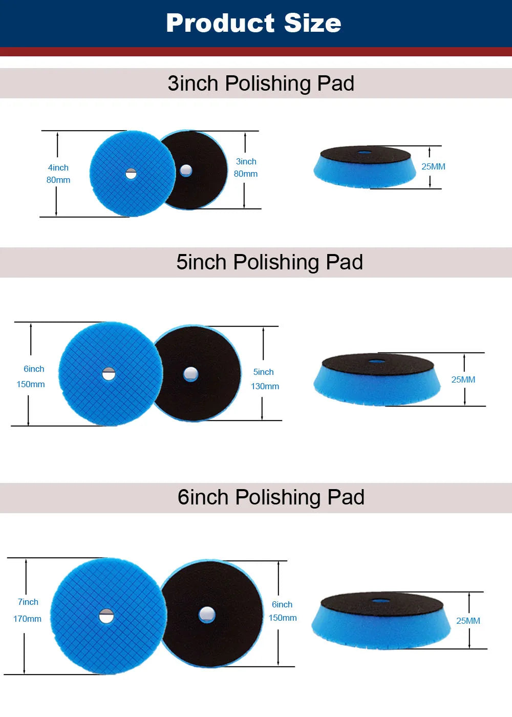 HUTU Polishing Disc 3/5/6Inch Car Detailing Car Polish Pad for Car Body Headlight 80/125/150mmCar Polishing Wheel for Car
