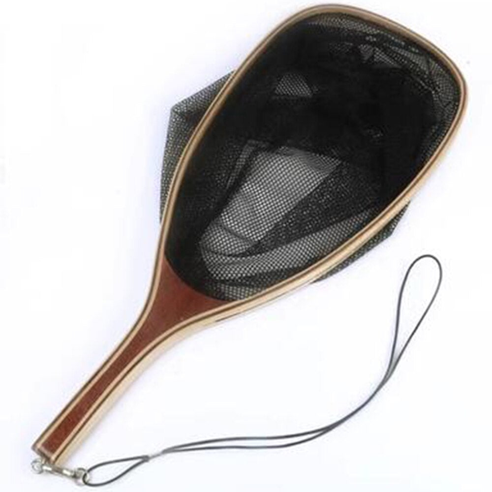 Maximumcatch Fly Fishing Landing Net Nylon Trout Catch and Release Net With Curve Wood Handle Tenkara Net