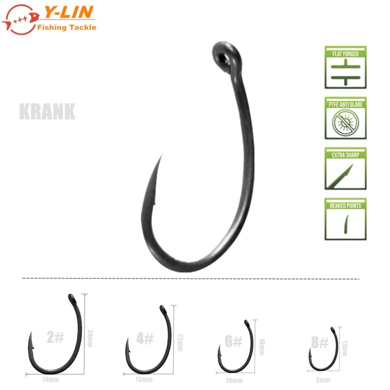 Carp Fishing Hooks for Hair Rigs Coating Curve Shank Crank  Barbed KRANK  Wide Gape  Choddy Made in Japan for Hair Rigs Boilies