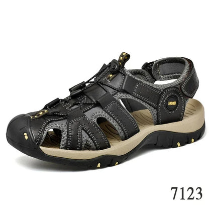 Summer Men's Sandals Leather Men Shoes Men Breathable Design Outdoor Men Leather Sandals Fashion Walking Roman Sneakers