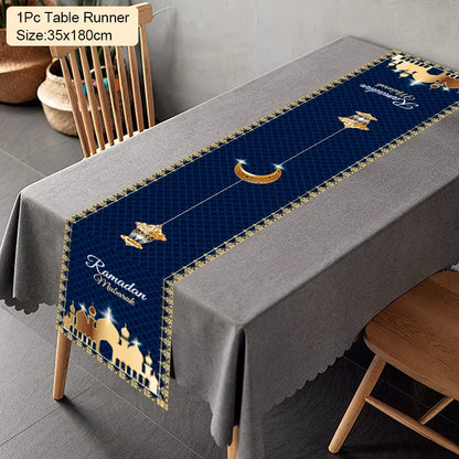 Ramadan Decoration Table Runner EID Mubarak Decor for Home Tablecloth Ramadan Kareem Islamic Muslim Party Eid Al Adha