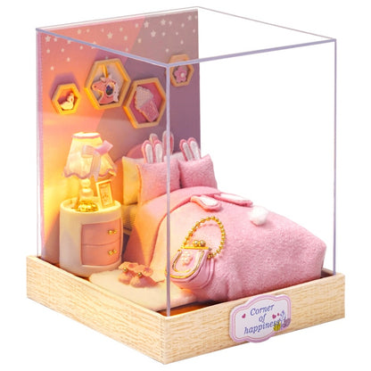 Doll House Furniture Diy Miniature 3D Wooden Miniaturas Dollhouse Toys for Children Birthday Casa Kitten Diary H013