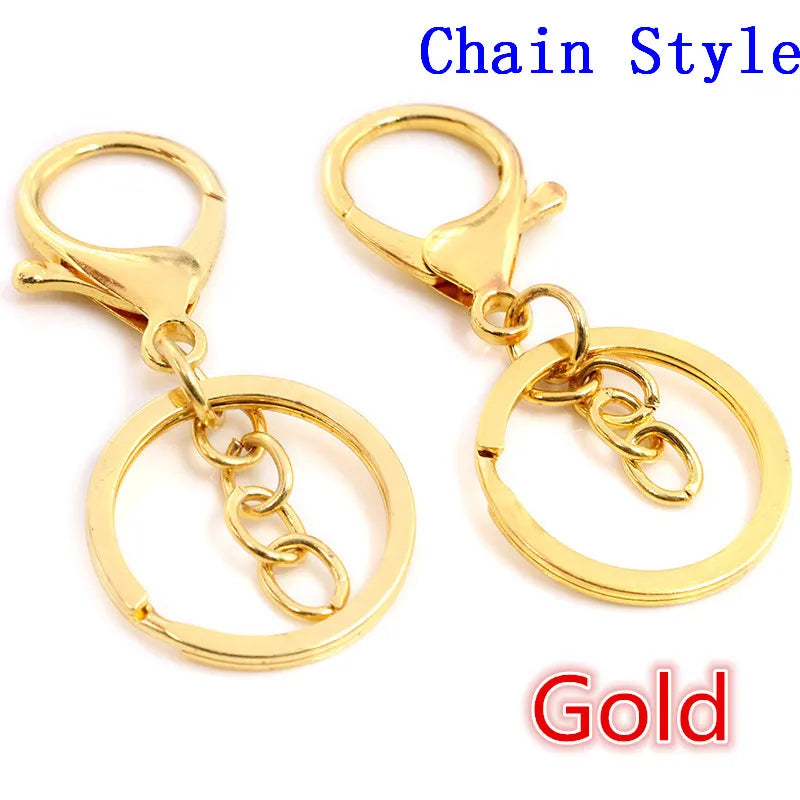 5pcs/Lot 30mm Key Ring Long 70mm Popular Classic 11 Colors Plated Lobster Clasp Key Hook Chain Jewelry Making for Keychain