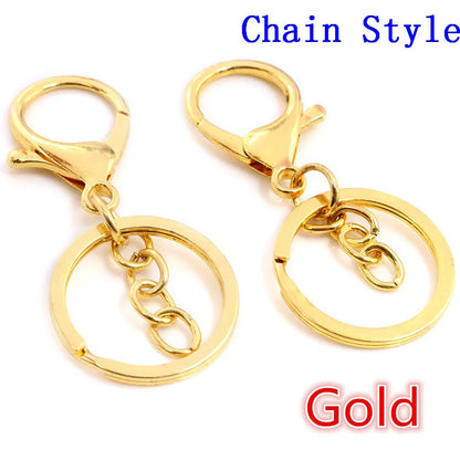 5pcs/Lot 30mm Key Ring Long 70mm Popular Classic 11 Colors Plated Lobster Clasp Key Hook Chain Jewelry Making for Keychain