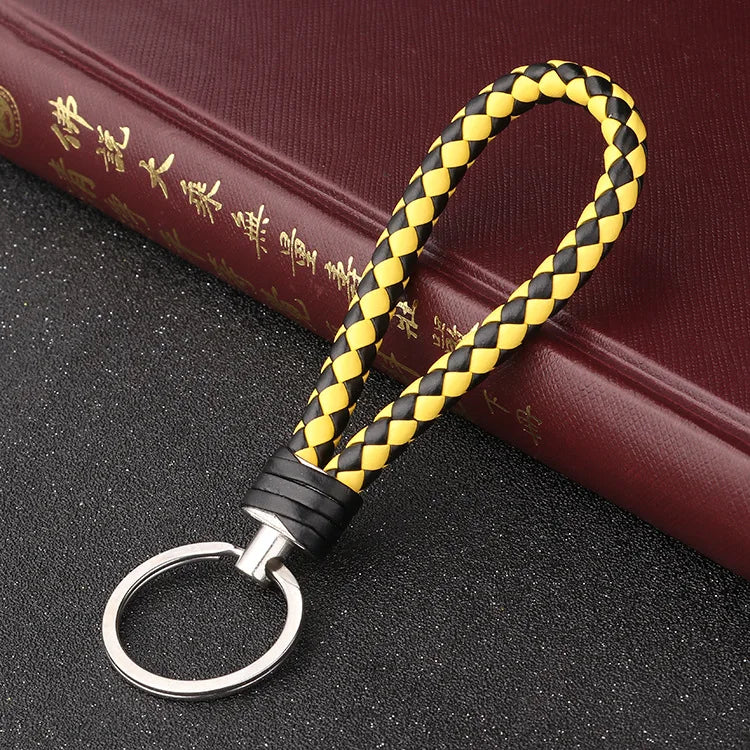 Handmade Knitted Rope Making Leather Rope Keychain for Women Men Rope for Hanging Bags Key Chain Porte Clef Chaveiro Keychains