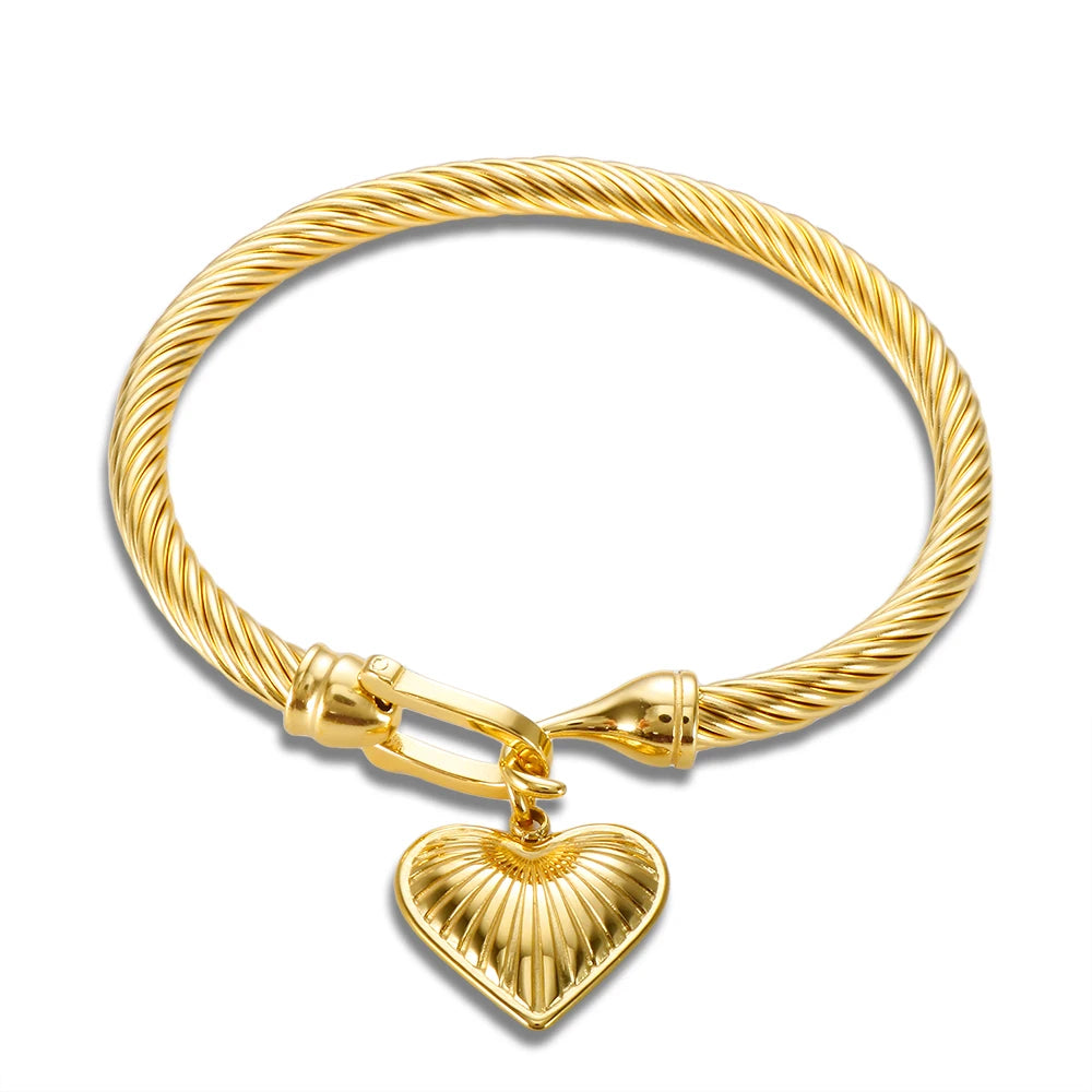 MSX Gold Plating Stainless Steel Bangles Bracelets Vintage Love Roman Numerals Wristband Bracelets Bangles for Men Women