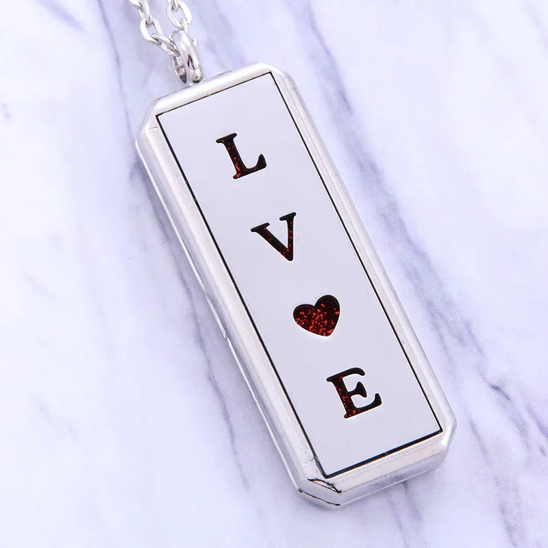 Square Stainless Steel Magnetic Aromatherapy Diffuser Necklace Jewelry Perfume Locket Pendant Essential Oil Locket Necklace