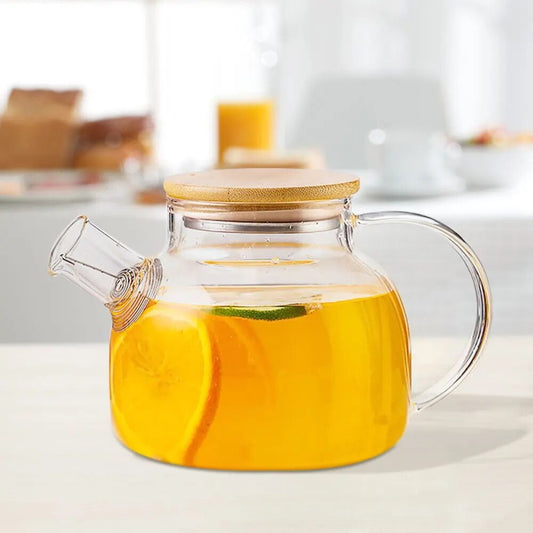 1000ML Heat Resistant Glass Teapot Clear Kettle Flower Puer Tea Infuser Pot Boro