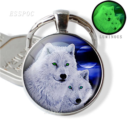 Glow in the Dark Wolf Key Chain Key Rings Holder Luminous Wolf Head Keychain Men Jewelry