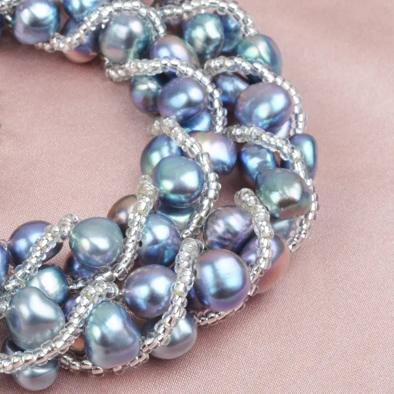 ASHIQI Real Natural Freshwater Pearl Handmade Jewelry Sets & More Necklace Bracelet 925 Silver Earrings for Women Wedding