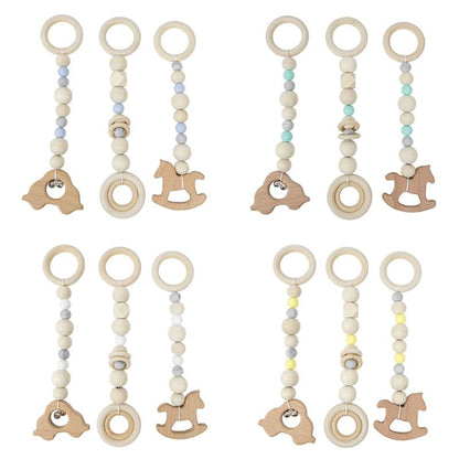 3 Pcs/Set Nordic Baby Gym Frame Game Pendants Sensory Nursery Ring-Pull Toy Wooden Clothes Rack Kids Room Decoration