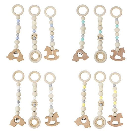 3 Pcs/Set Nordic Baby Gym Frame Game Pendants Sensory Nursery Ring-Pull Toy Wooden Clothes Rack Kids Room Decoration
