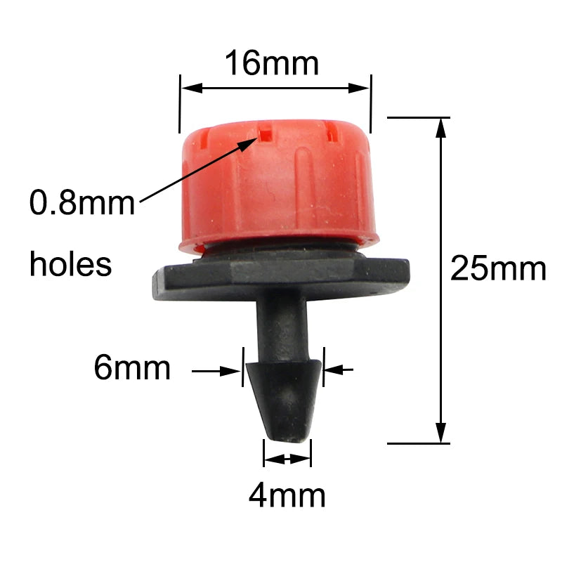 50 Pcs Adjustable Dripper Red Micro Drip Irrigation Watering Anti-Clogging Emitter Garden Supplies for 1/4 Inch Hose