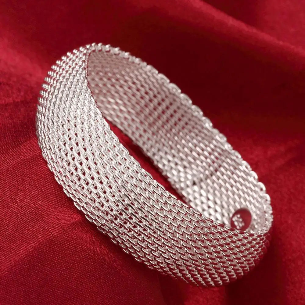 Andara 925 Sterling Silver Round Heart Open Bracelet for Women Jewelry Cuff Bangles