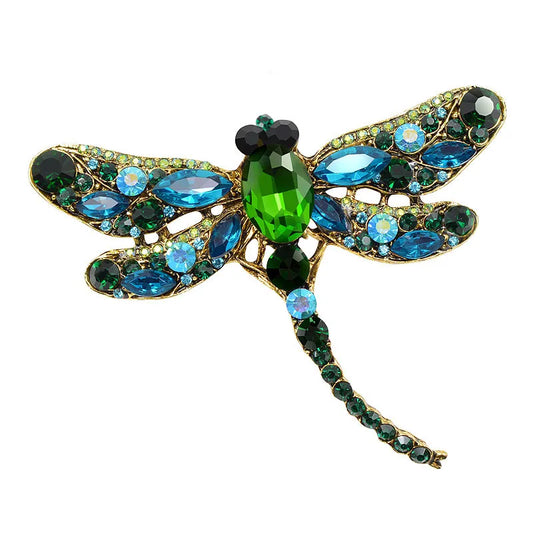 CINDY XIANG Vintage Rhinestone Dragonfly Brooches for Women Large Insect Brooch Pin Fashion Dress Coat Accessories Cute Jewelry