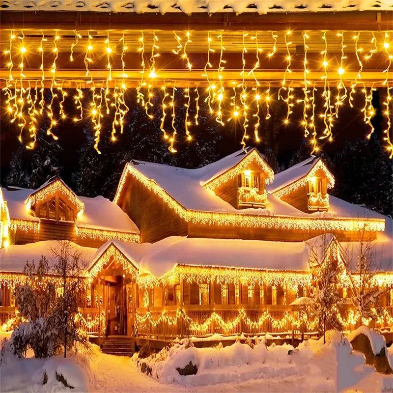 Christmas Decorations for Home Outdoor LED Curtain Icicle String Light Street Ga