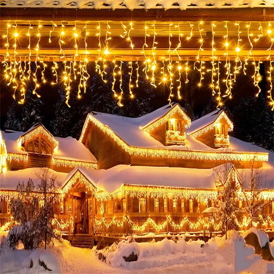 Christmas Decorations for Home Outdoor LED Curtain Icicle String Light Street Ga