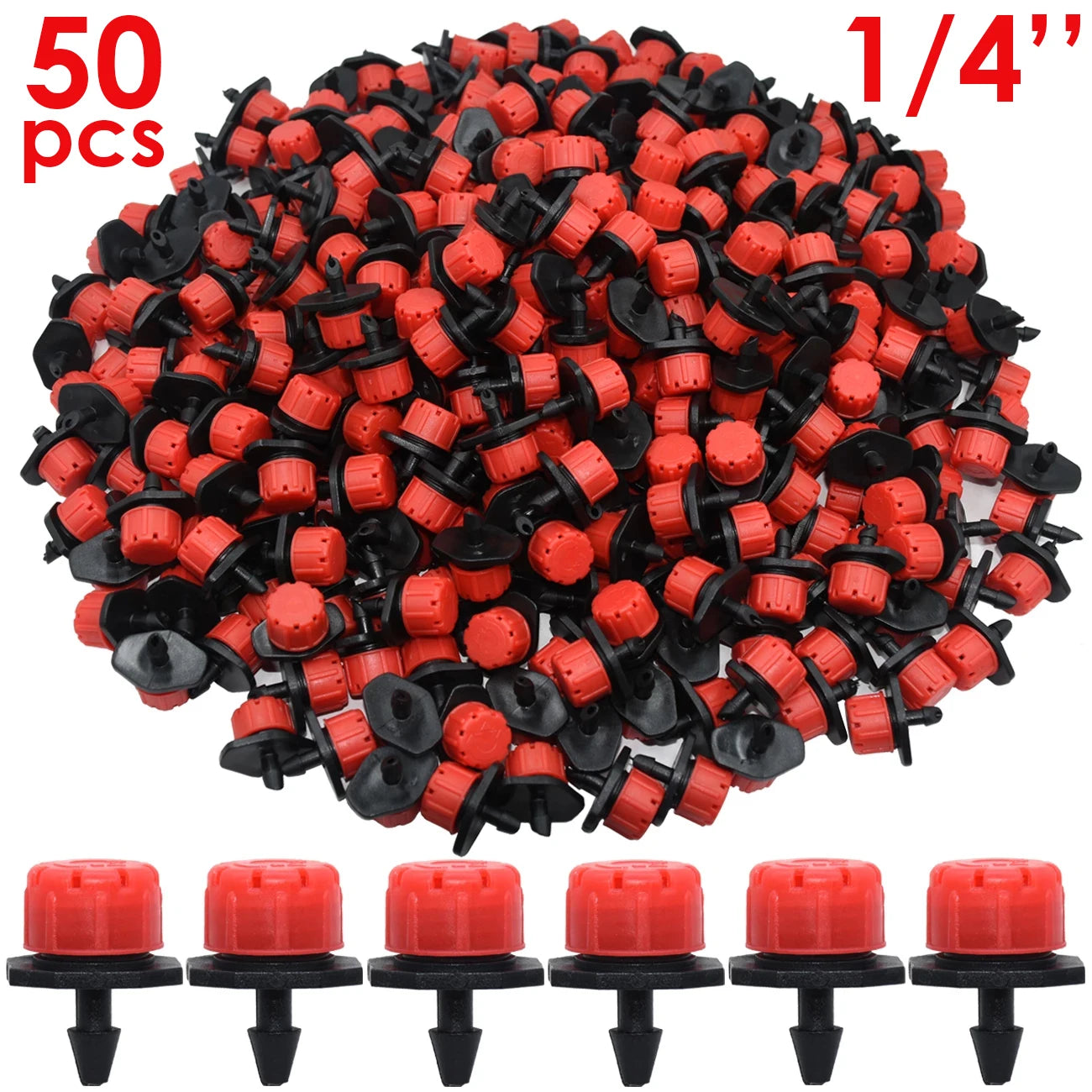 30-500pcs Adjustable 1/4 Irrigation Misting Dripper Sprinkler Emitter Micro Drip Garden Watering Tool Balcony Yard Greenhouse