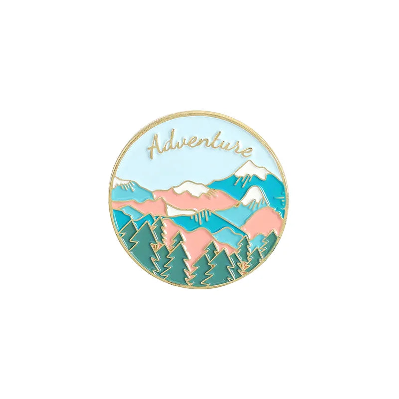 Outdoors Mountain Starry Night Enamel Pin Custom Wild Camping Hiking Brooches Bag Clothes Lapel Pin Adventure Badge Jewelry
