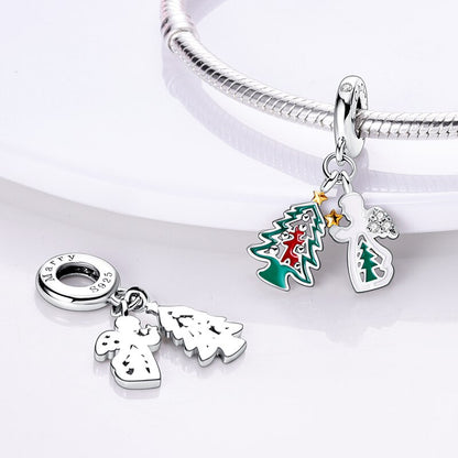 Christmas Plata De Ley 925 New in Red Socks Santa Charm Christmas Tree Beads for Pandora 925 Bracelet Necklace Christmas Jewelry