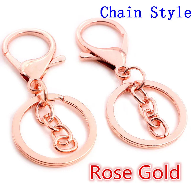 5pcs/Lot 30mm Key Ring Long 70mm Popular Classic 11 Colors Plated Lobster Clasp Key Hook Chain Jewelry Making for Keychain