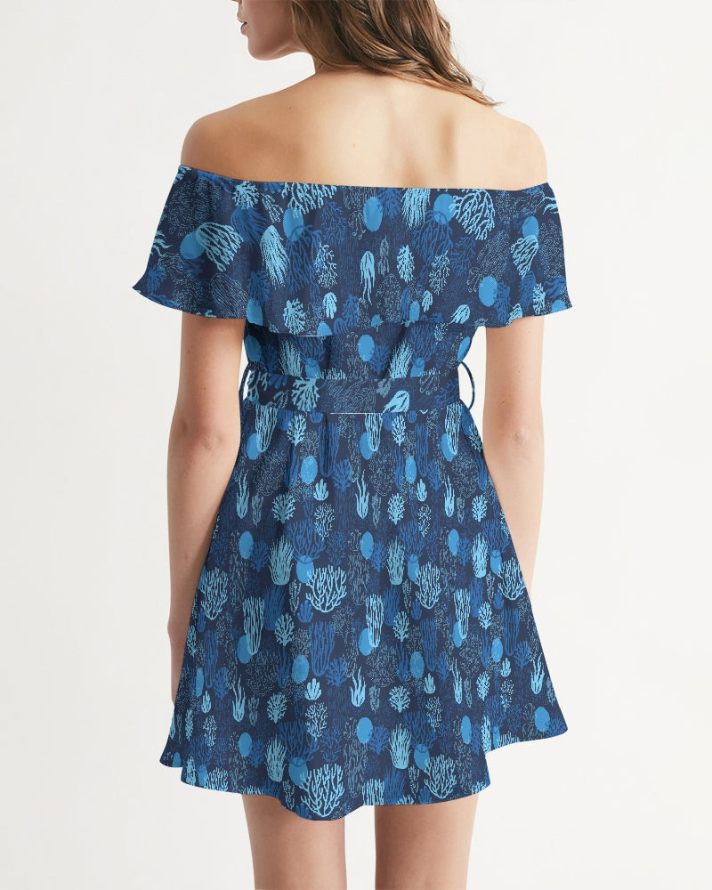 Women's Lightweight Sea Reef Off-Shoulder Belted Dress